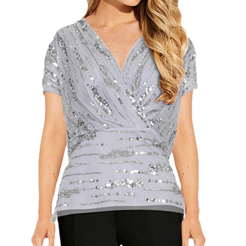 Adrianna Papell Embellished V neck top 18W